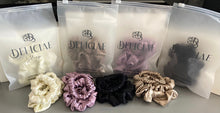 Load image into Gallery viewer, Luxury mulberry silk hair scrunchies (trio)