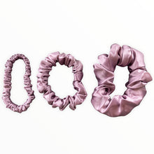 Load image into Gallery viewer, Luxury mulberry silk hair scrunchies (trio)