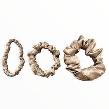 Load image into Gallery viewer, Luxury mulberry silk hair scrunchies (trio)
